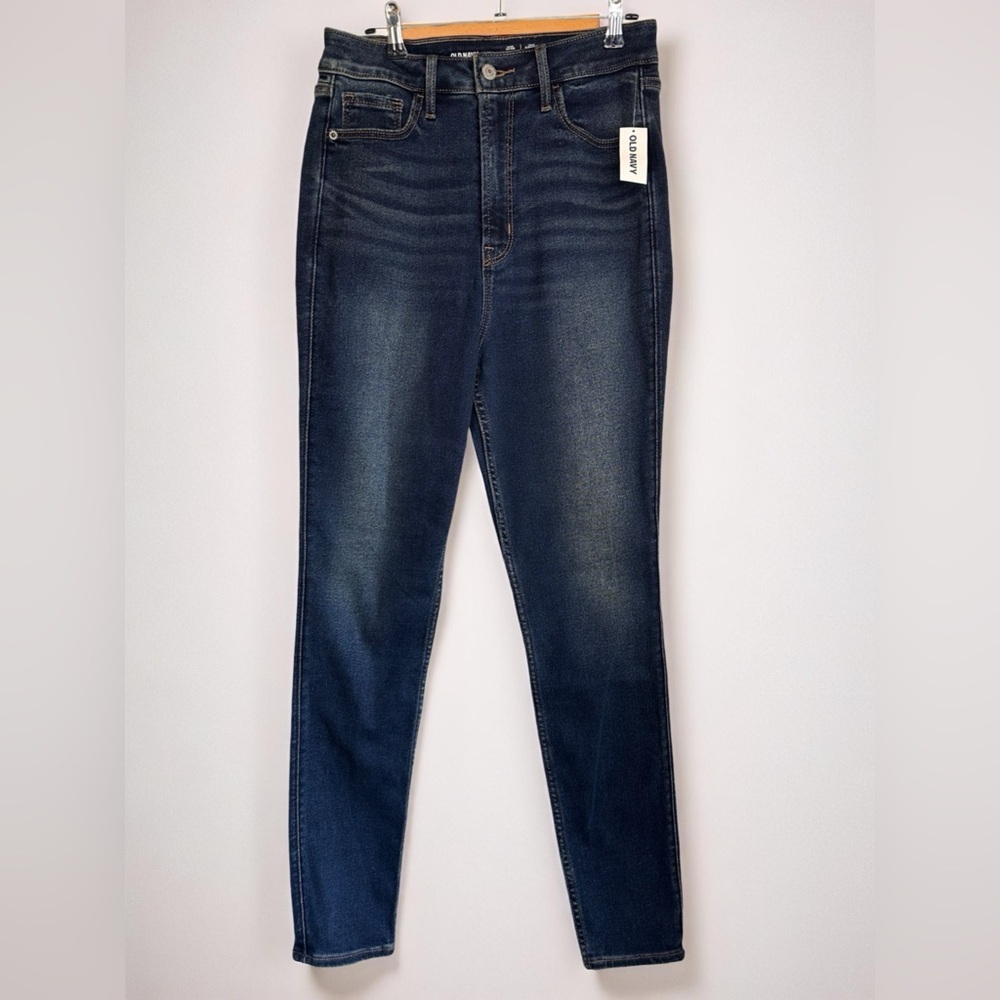 NWT Old Navy Rockstar Super Skinny Jeans Dark Wash Higher High Rise Size 8